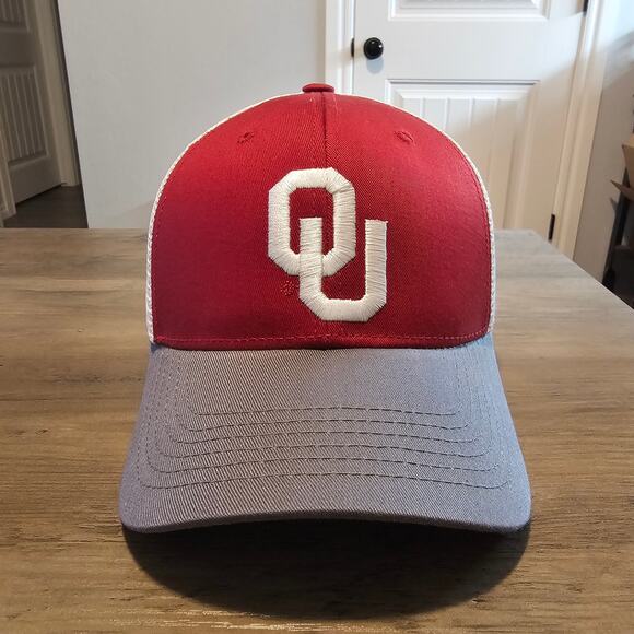 Oklahoma University Snapback Hat Cap Red Gray OU Boomer Sooners NCAA SEC Preppy - Picture 5 of 14